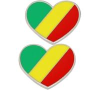 2 small heart-shaped brooches for the American flag emblem, suitable for bags, suits, and jackets, 1.7cm/2.0cm, Alloy Steel, no gemstone