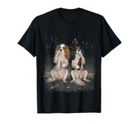 2 Smoking Cavalier King Charles Spaniel Dogs Drinking Beer T-Shirt