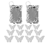 2 Special-Shaped Photo Frame Card Sets and 12 Butterfly Stickers, Irregular Personalized Photo Clips, 3D Three-Dimensional Hollow Wall Stickers, Birthday Gifts for Friends.