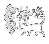 2 Spiders, Cat & Boo! Four Piece Metal Cutting Dies Set, Halloween, Stencils, Card Making, Scrapbooking, Photo Albums, Paper Crafts F9