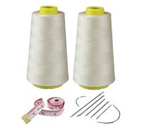 2 Spools Beige Polyester Sewing Thread Kit, 3000 Yards Each, 40s/2 All-Purpose Connecting Threads for Sewing Machine and Hand Repair Works