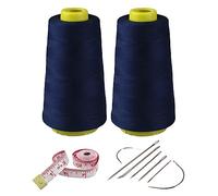 2 Spools Navy Blue Polyester Sewing Thread Kit, 3000 Yards Each, 40s/2 All-Purpose Connecting Threads for Sewing Machine and Hand Repair Works