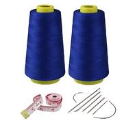 2 Spools Royal Blue Polyester Sewing Thread Kit, 3000 Yards Each, 40s/2 All-Purpose Connecting Threads for Sewing Machine and Hand Repair Works