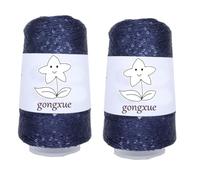 2 Spools Sequin Sparkle Yarn Metallic Glitter Sequins Knitting-in Accessorys Thread for Decor DIY Crafts Knitting Crocheting Clothes Total 220 g (2, Navy)