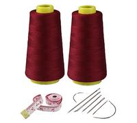 2 Spools Wine Red Polyester Sewing Thread Kit, 3000 Yards Each, 40s/2 All-Purpose Connecting Threads for Sewing Machine and Hand Repair Works