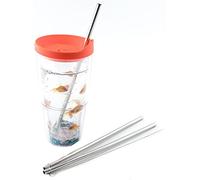2 Stainless Steel Straws Compatible With Tervis Tumbler 24 oz Travel Insulated Clear Drinking Cup Lid CocoStraw Brand