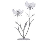 2 Stem Candle Holder With Clear Glass On Silver Base Hestia Silver One Size