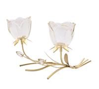 2 Stem Glass Holder With Champagne Glass Flower On Gold Base Hestia Gold One Size