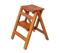 2-Step Folding Wooden Step Stool - Lightweight Anti-Slip Design for Home Library & Loft - 150kg Capacity Walnut Color - Easy Storage & Safe Climbing