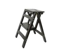 2-Step Folding Wooden Step Stool - Lightweight Anti-Slip Pedal Design 150kg Capacity - Ideal for Home Library Loft Use - Stylish Black Finish