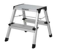 Step Ladder Double-Sided Folding Step Up Stool 20 x 33.5cm Heavy Duty Hop Up Aluminium Platform 150kg Capacity Multi-Purpose DIY Indoor Outdoor Usage TOUGH MASTER (2 Steps)