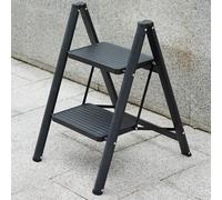Gr8 Home Black Portable 2 Step Ladder Foldable Stool Non Slip Tread Heavy Duty Metal Steel Compact Lightweight Folding Home DIY Kitchen Aid