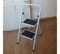 Gr8 Home 2 Step Ladder Folding Stool Non Slip Tread Heavy Duty Steel Foldable Home Diy, White
