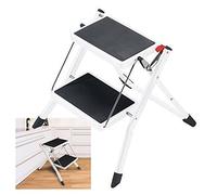 2 Step Ladder Heavy Duty Steel, Mini Small And Compact Folding Steps, 2 Large Steps With Safety Anti-Slip Mat Tread, 150 KG Capacity