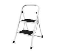2 Step Ladder, Portable Foldable 2 Step Steel Ladder Non Slip Tread Stepladder Safety Folding Heavy Duty Step Stool,Ideal for Home/Kitchen/Garage 150KG Max Capacity