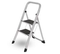 2 Step Ladder, Portable Folding Ladders Lightweight Sturdy Steel Ladder with Anti Slip Feet, Easy to Store Step Stools for DIY and Gardening, Grey