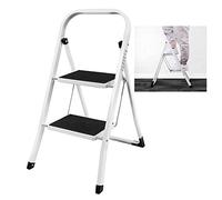 2 Step Ladder Step Stool Foldable Safety Ladder with Handrail & Anti-Slip Tread, Max Load 330lbs, Multi-Use Stepladder for Household & Office