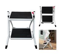 2 Step Ladder Stool 45CM Height Safety Anti-Slip Ladder for Home Kitchen, Compact Folding Step Ladder with Anti-Slip Sturdy Feet and Wide Pedal, Max Load 330LBS