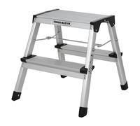 Step Ladder Double-Sided Folding Step Up Stool 20 x 33.5cm Heavy Duty Hop Up Aluminium Platform 150kg Capacity Multi-Purpose DIY Indoor Outdoor Usage TOUGH MASTER (2 Steps)
