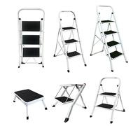 2 Step Ladder with Non-Slip Steps, Outdoor/Indoor Multi-Use Two Ladder, Caravan Steps Ladder, Strong Metal Steel Ladder, Durable & Sturdy, Foldable for Storage