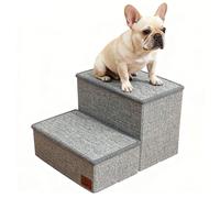 2-Step Pet Stairs for Small & Medium Dogs and Cats, Detachable & Reconfigurable Design, Anti-Slip Steps, Tiered Storage Space, Sturdy 132lbs Support, Ideal for Bed, Sofa & Window