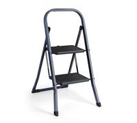 2 Step Steel Ladder - VonHaus Step Ladder with Anti Slip Feet & Foldable Design