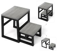 2 Step Stool 3-in-1 Adjustable Retractable, Waterproof HDPE Material Kitchen Steps Supports up to 230 kg, Foldable Foot Stool for Caravan, Kitchen, Bathroom,Toilet, RV Step, Grey