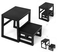 2 Step Stool for Adults & Kids, 3-in-1 Stepping Stools Waterproof HDPE Adjustable for Kitchen, Library, Bathroom, Bedroom or Outdoor, Folding Steps Heavy Duty Supports up to 230 kg, Black