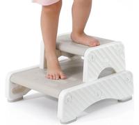 2 Step Stool for Kids, Sturdy Double Step Stool for Toddlers, Anti-Slip Stool for Children, 2-in-1 detachable & Portable, Step for Potty Training, Bathroom Sink(Grey)
