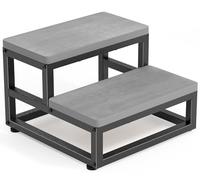 2 Step Stool Heavy Duty for Adults & Kids, Waterproof HDPE Footstool with Adjustable Non-Slip Feet and Rounded Edges, All Weather Use for Kitchen Bathroom RV Outdoor