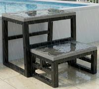 2 Step Stool Nestable for Adults Kids, Waterproof HDPE Non-Slip Top Kitchen Steps, Heavy Duty Foot Step Supports up to 230 kg, All-Weather Foot Stool for Bedroom, Hot Tub, Bathroom, Toilet, Library