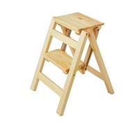 2-Step Wooden Folding Step Stool - Lightweight Anti-Slip Design for Home Library Loft - Heavy-Duty 150kg Capacity Perfect for Safe & Easy Access