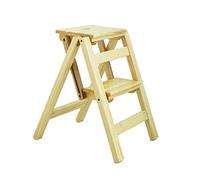 2-Step Wooden Folding Stool & Step Ladder - Multi-Functional IV Wood Plant Stand & Shoe Bench, Supports Up to 150kg, Ideal for Home & Garden Use