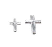 2 Sterling Silver Cross Beads, Shiny Cross, Religous Beads, Jesus Cross Bead, 925 Silver Cross Bead for Bracelet Necklace (Small (2 pieces))
