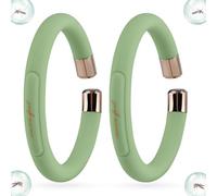 2 Sticks Mosquito Repellent Bracelet 6 Refills Included,Mosquito Repellent Bracelet Deet-Free Silicone Bands for Kids and Adults Effectively Prevents Mosquitoes and Pests from Approaching (Green)