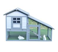 2-Story Bunny Coop, Durable Rabbit Cage with Ramp, Wooden Rabbit Hutch for Guinea Pig, Hamster, Chicken and Other Small Animals