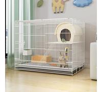 2 Story Indoor Rabbit Cage, Metal Encryption Structure, Small Animal Cage with Openable Top, Removable Tray, for Small to Medium Animals(White,70 * 50 * 60cm)