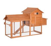 2-Story Large Rabbit Hutch, Lockable Doors Pet House with No Leak Tray, Wooden Bunny Cage for Chicken Guinea Pig Outdoor(Golden red)