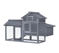 2-Story Large Rabbit Hutch, Lockable Doors Pet House with No Leak Tray, Wooden Bunny Cage for Chicken Guinea Pig Outdoor(Grey)