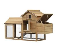 2-Story Large Rabbit Hutch, Lockable Doors Pet House with No Leak Tray, Wooden Bunny Cage for Chicken Guinea Pig Outdoor(Wood color)