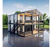 2 Story Prefab Tiny Home for Sale, 20FT Mobile Modular Home with 4 5 6 Bedrooms, Full Kitchen & Bathroom, Expandable Container House to Live in for Adults, Prefabricated Foldable Tiny House