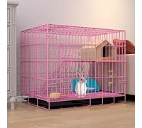 2-Story Small Animal Cage Indoor Folding Metal Hutch, Easy-Clean Pull-Out Tray for Ferret, Chinchilla, Guinea Pig