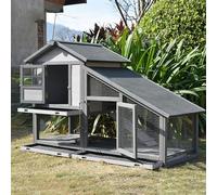 2 Story Solid Wood Rabbit Bunny, Bunny Cage with Removable Tray, Outdoor Pet House for Small Animals Guinea Pig Chicken Hamster