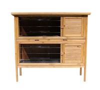 2 Story Solid Wood Rabbit/Bunny Hutch, Indoor Outdoor Rabbit House Guinea Pig Cage Pet House with Ventilation Door Removable Tray Waterproof Roof