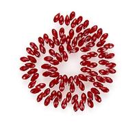 2 Strands Czech 12mm Faceted Teardrop Briolette Crystal Glass Loose Beads Pendant Drop Spacer Bulk Siam Red (186-190pcs) for DIY Jewelry Making CCT2-5