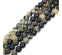 2 Strands Natural African Yellow Turquoise Healing Gemstone 8mm (0.31 inch) Round Loose Beads Gem Stone Spacer (86-92pcs) for Craft Jewelry Making O9A9-8