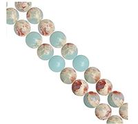 2 Strands Natural Aquamarine Blue Impression Aqua Terra Jasper Healing Gemstone 10mm Sea Sediment Round Loose Beads Gem Stone Spacer (70-74pcs) O9A-10