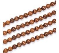 2 Strands Natural Golden Tiger Skin Jasper Healing Gemstone 6mm (0.24 inch) Round Loose Beads Gem Stone Spacer (116-124pcs) for Craft Jewelry Making O9A7-6