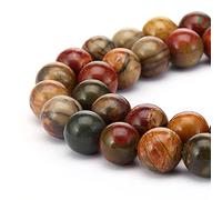 2 Strands Natural Picasso Jasper Healing Gemstone 8mm (0.31 inch) Round Loose Beads Gem Stone Spacer (86-92pcs) for Craft Jewelry Making O9A0-8