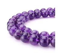 2 Strands Natural Purple Amethyst Crystal Healing Gemstone 4mm (0.16 inch) Small Round Beads Gem Stone Spacer (178-188pcs) for Craft Jewelry Making O9A9-4